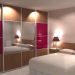 Portes coulissantes sur-mesure avec verre laqué rose pour une chambre