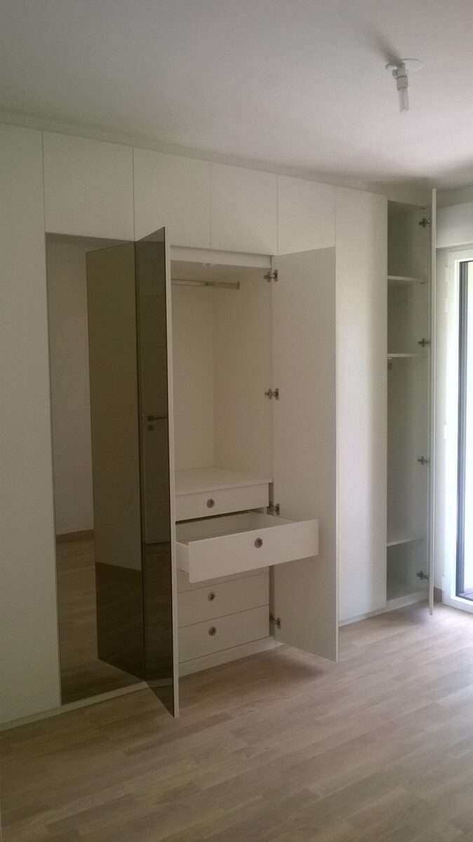 exemple dressing sur mesure blanc avec portes battantes